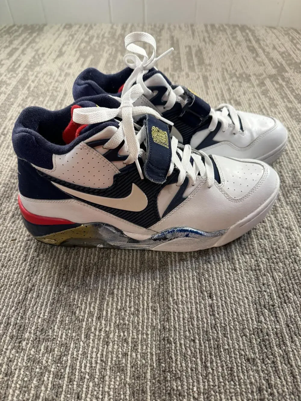 Nike Air Force 180 Mid Olympic Basketball Shoes Mens Size 9.5 White 310095-100